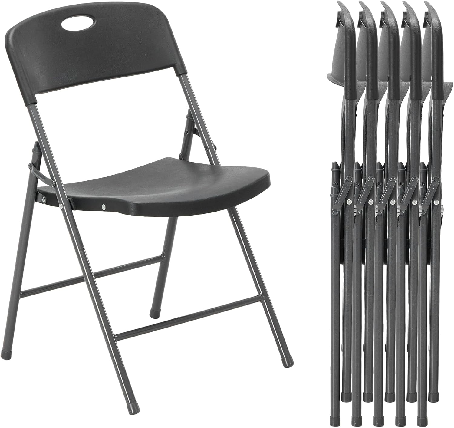 DUMOS Folding Chairs Sets of 8, 330lbs Plastic Stackable Portable Patio Dining Sets, Fold Up for Indoor Outdoor, Camping, Garden, Party, Meeting (White)