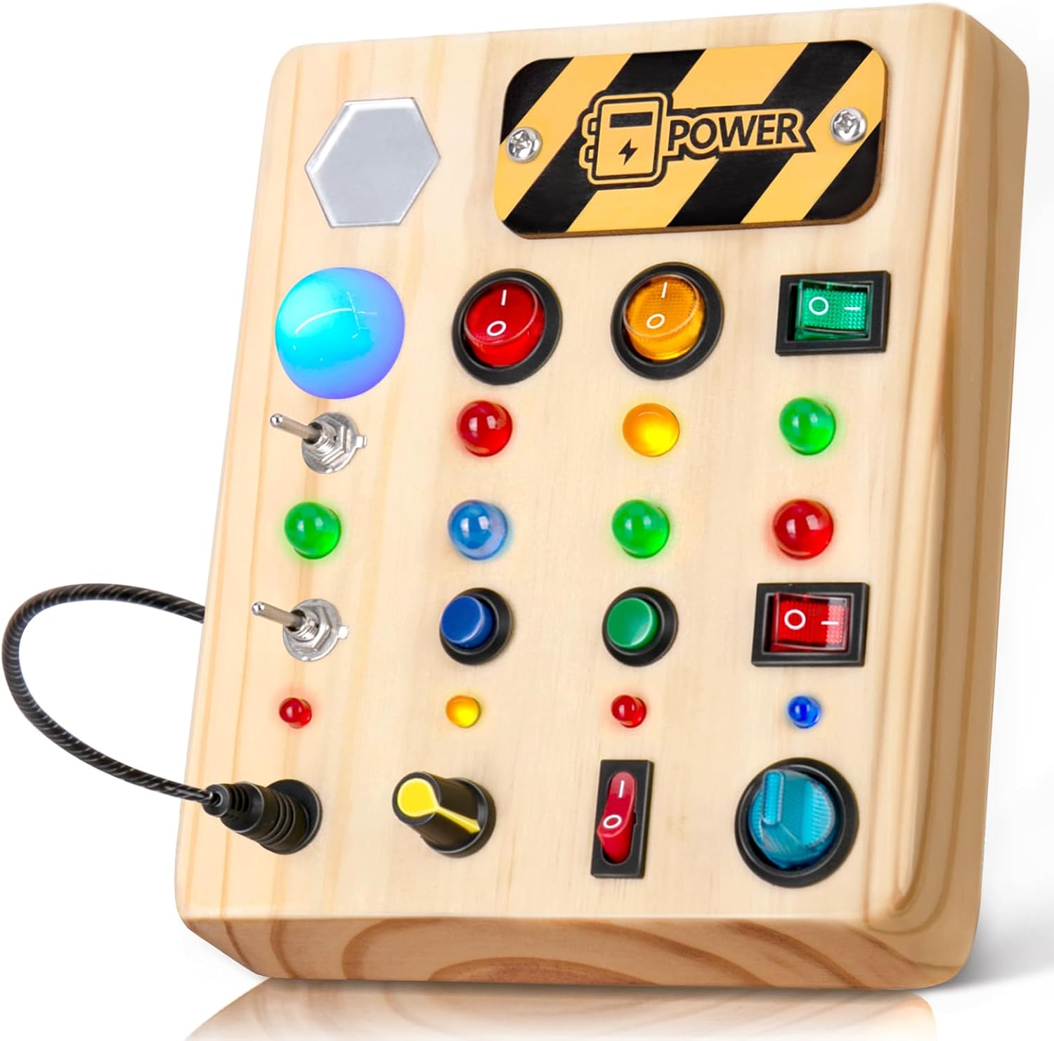 Busy Board Montessori Toys for Toddler, Wooden Sensory Board Switch Toy