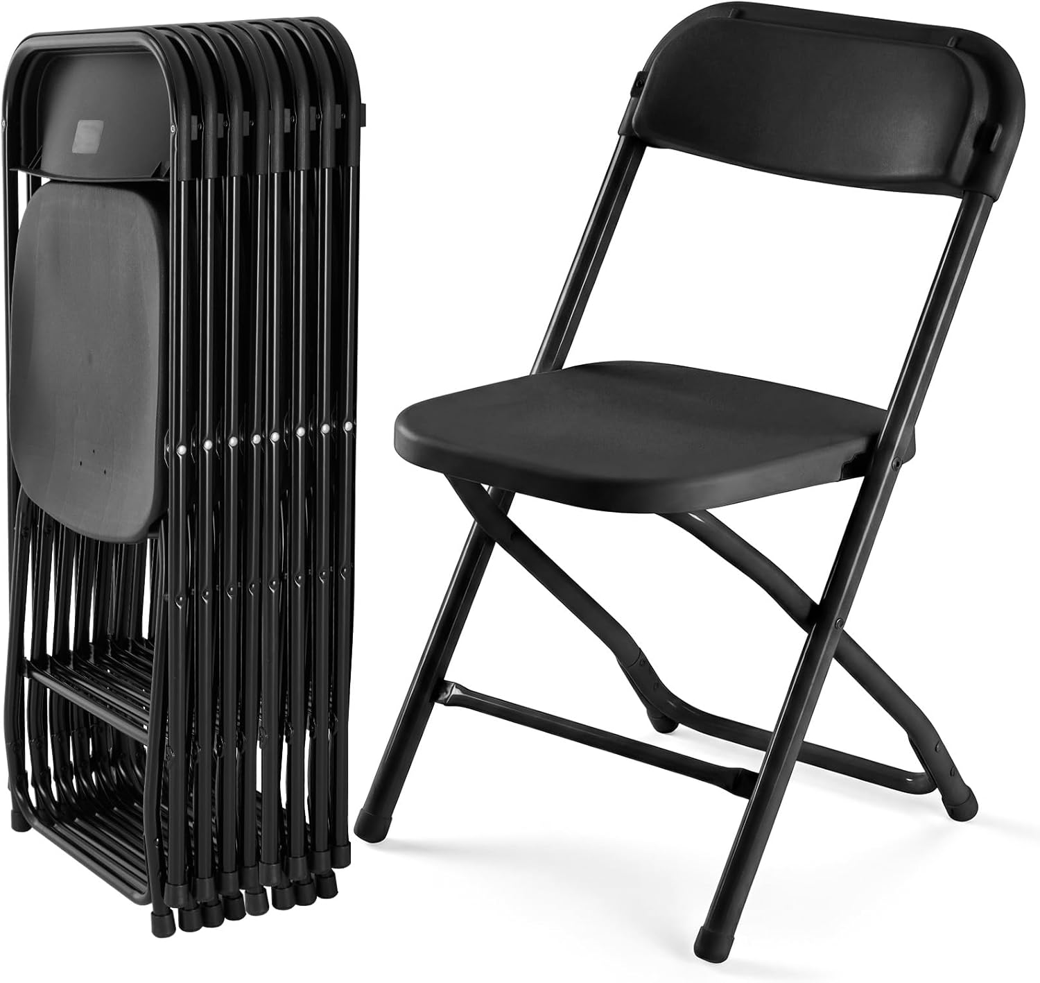 DUMOS Folding Chairs Sets of 8, 330lbs Plastic Stackable Portable Patio Dining Sets, Fold Up for Indoor Outdoor, Camping, Garden, Party, Meeting (White)