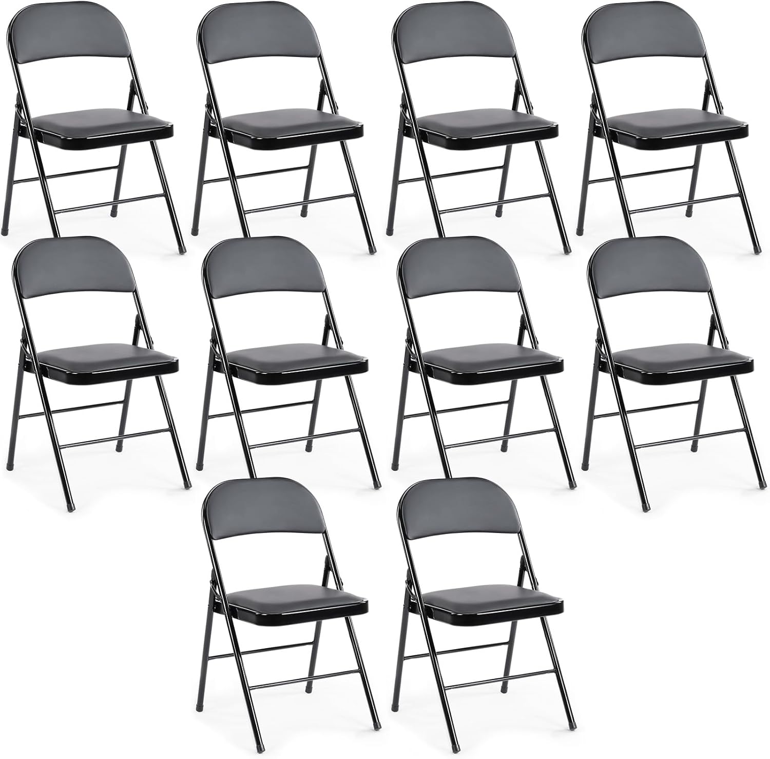 DUMOS Folding Chairs Sets of 8, 330lbs Plastic Stackable Portable Patio Dining Sets, Fold Up for Indoor Outdoor, Camping, Garden, Party, Meeting (White)