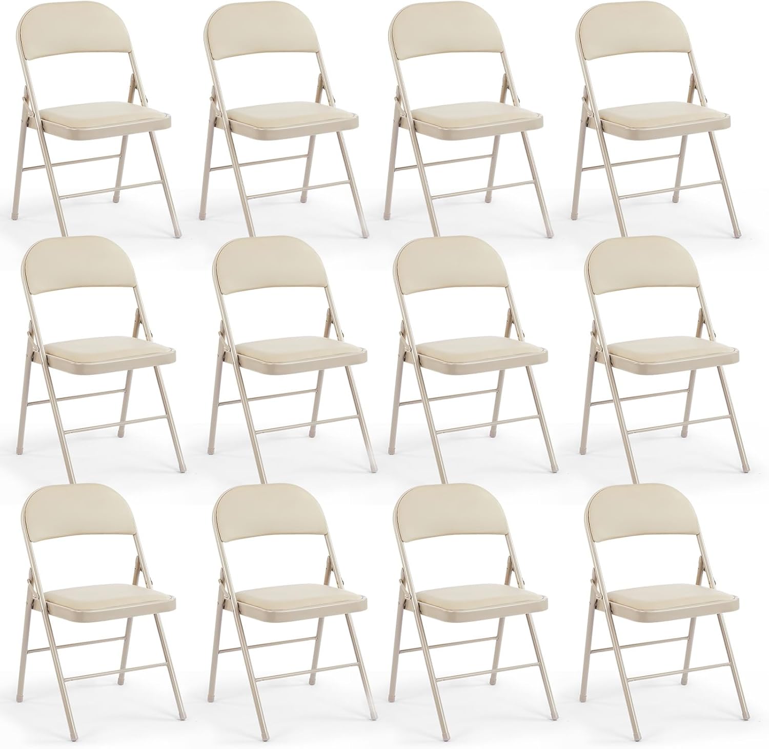 DUMOS Folding Chairs Sets of 8, 330lbs Plastic Stackable Portable Patio Dining Sets, Fold Up for Indoor Outdoor, Camping, Garden, Party, Meeting (White)