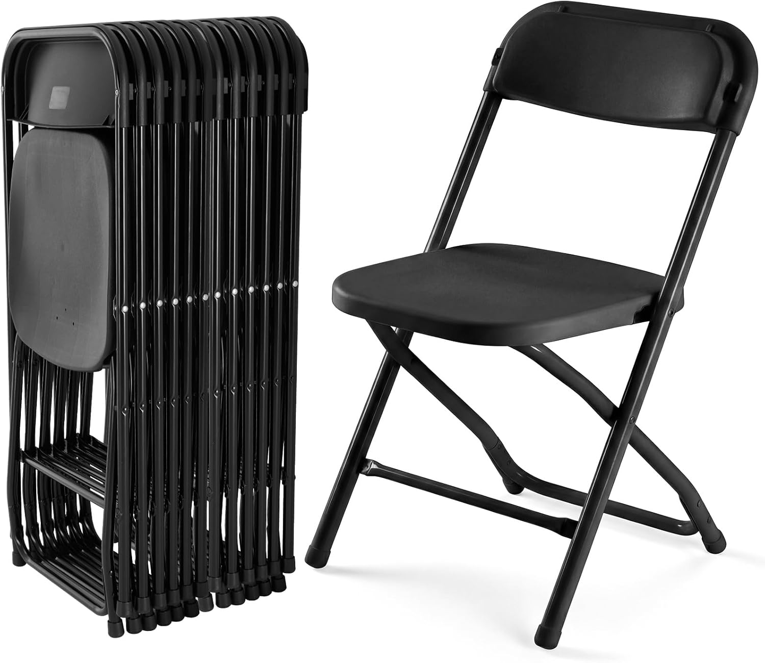 DUMOS Folding Chairs Sets of 8, 330lbs Plastic Stackable Portable Patio Dining Sets, Fold Up for Indoor Outdoor, Camping, Garden, Party, Meeting (White)