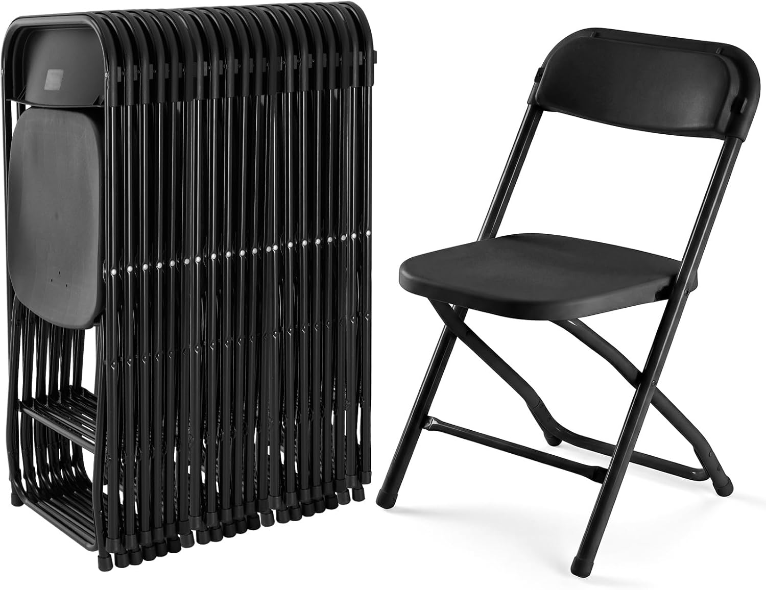DUMOS Folding Chairs Sets of 8, 330lbs Plastic Stackable Portable Patio Dining Sets, Fold Up for Indoor Outdoor, Camping, Garden, Party, Meeting (White)