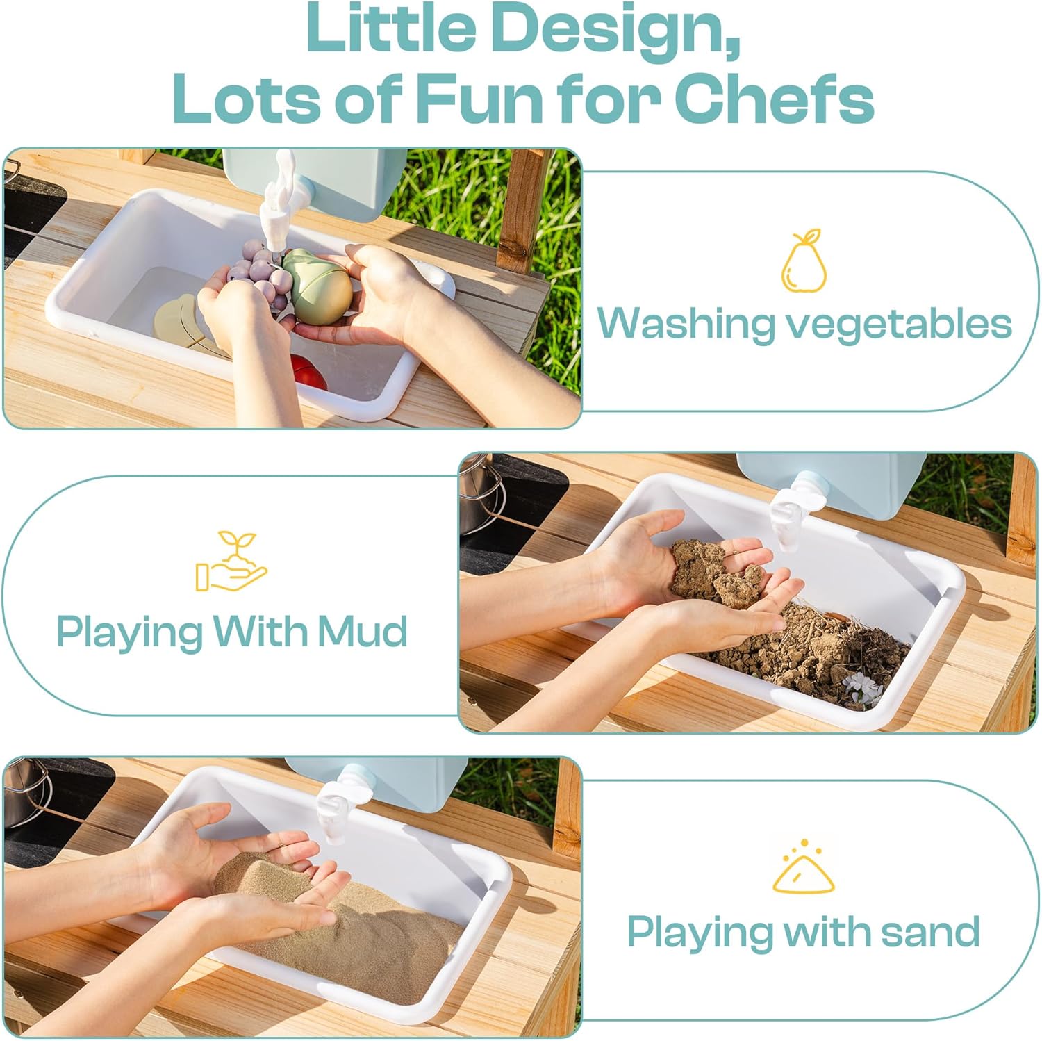 Solid Wood Outdoor Mud Kitchen & Garden Playset