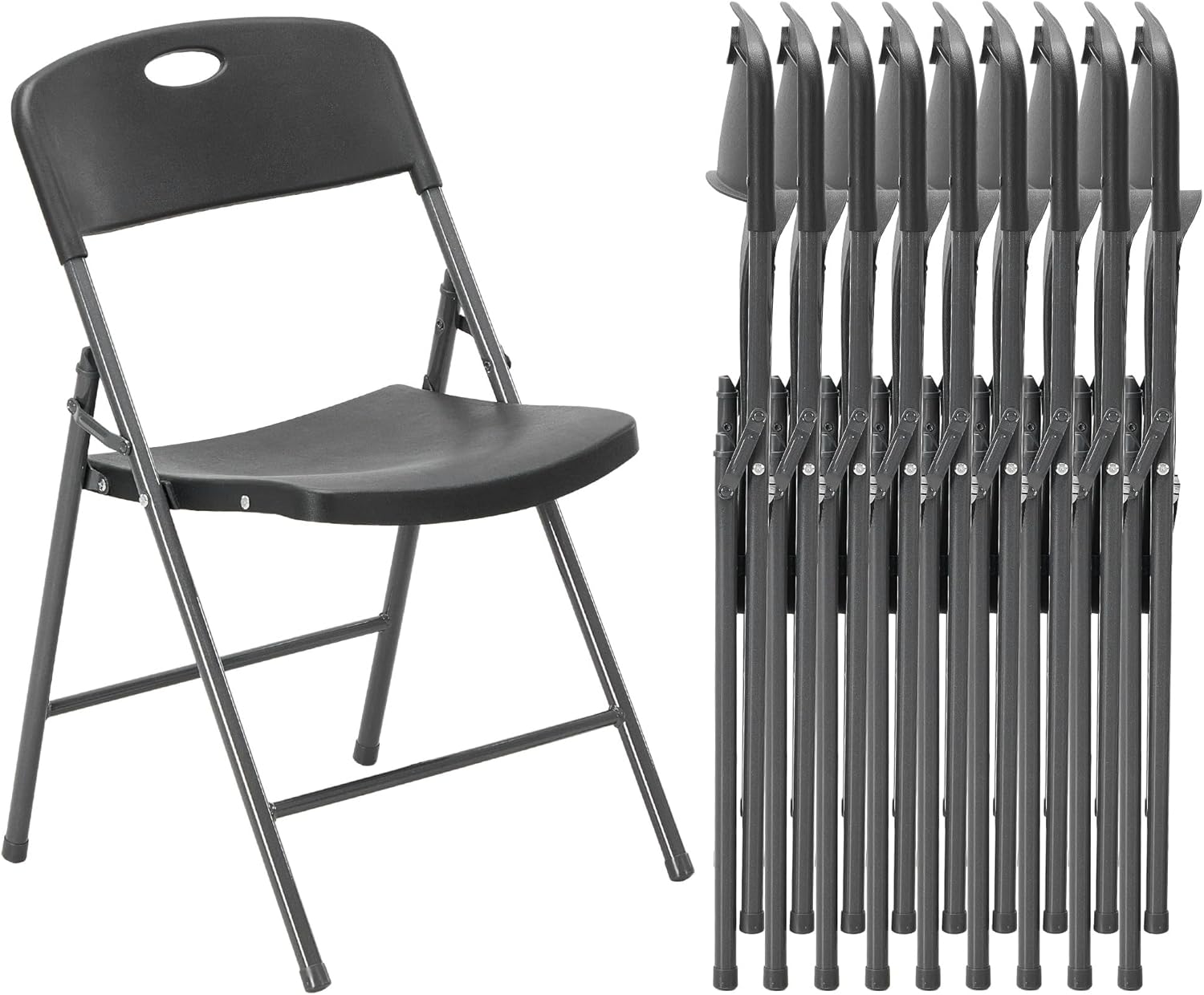DUMOS Folding Chairs Sets of 8, 330lbs Plastic Stackable Portable Patio Dining Sets, Fold Up for Indoor Outdoor, Camping, Garden, Party, Meeting (White)