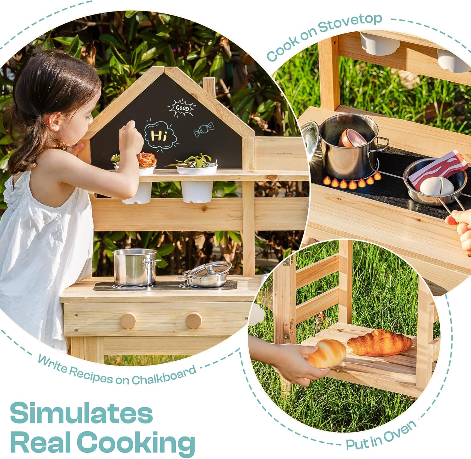 Solid Wood Outdoor Mud Kitchen & Garden Playset