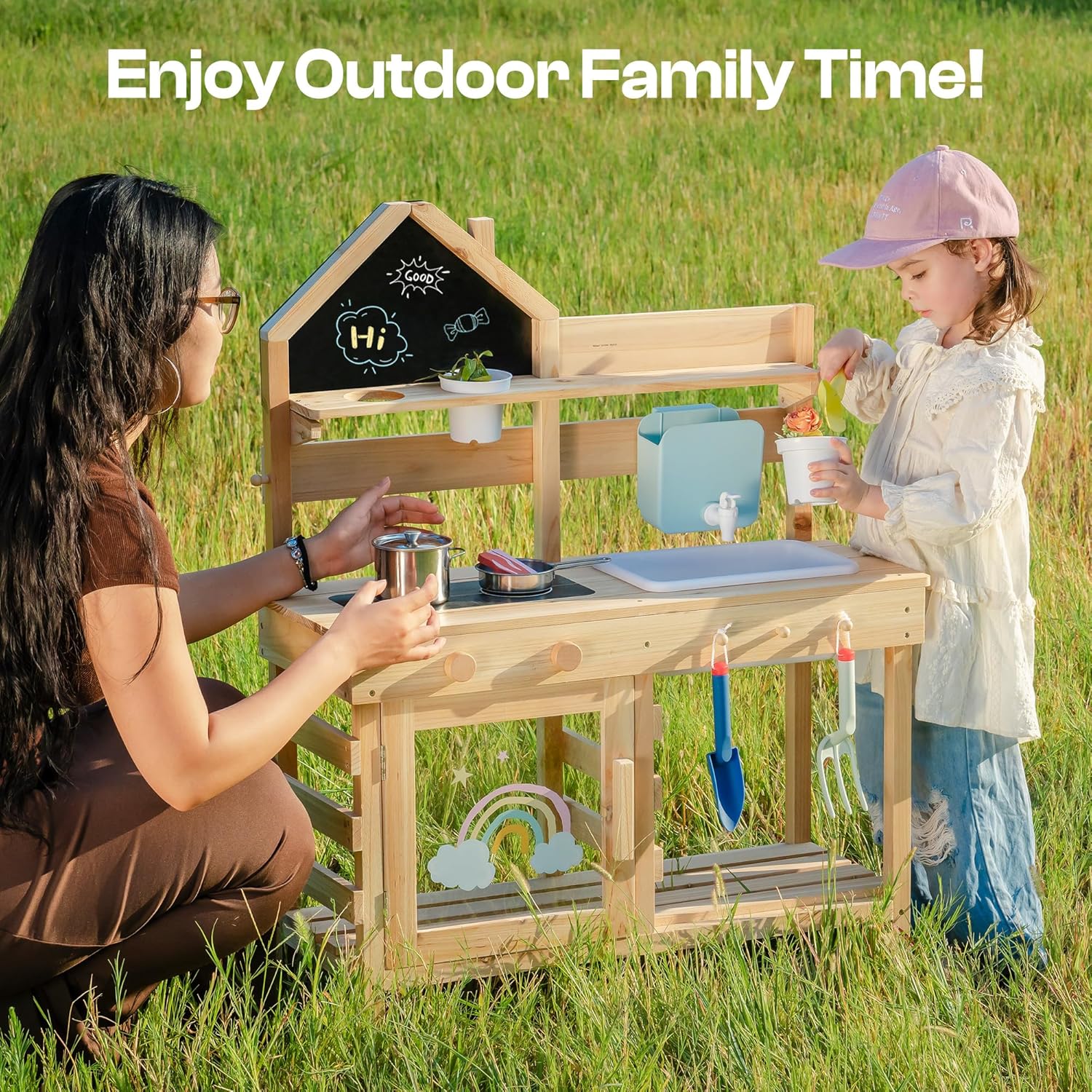 Solid Wood Outdoor Mud Kitchen & Garden Playset