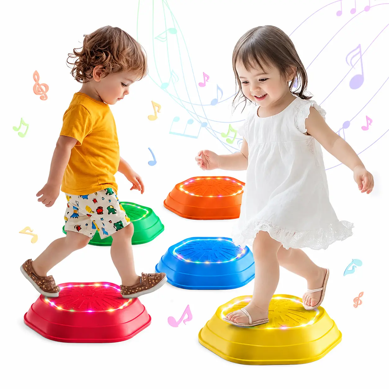 Light-Up Music Stepping Stones for Kids - 5-Piece Non-Slip Balance & Coordination Set 🌈🎶