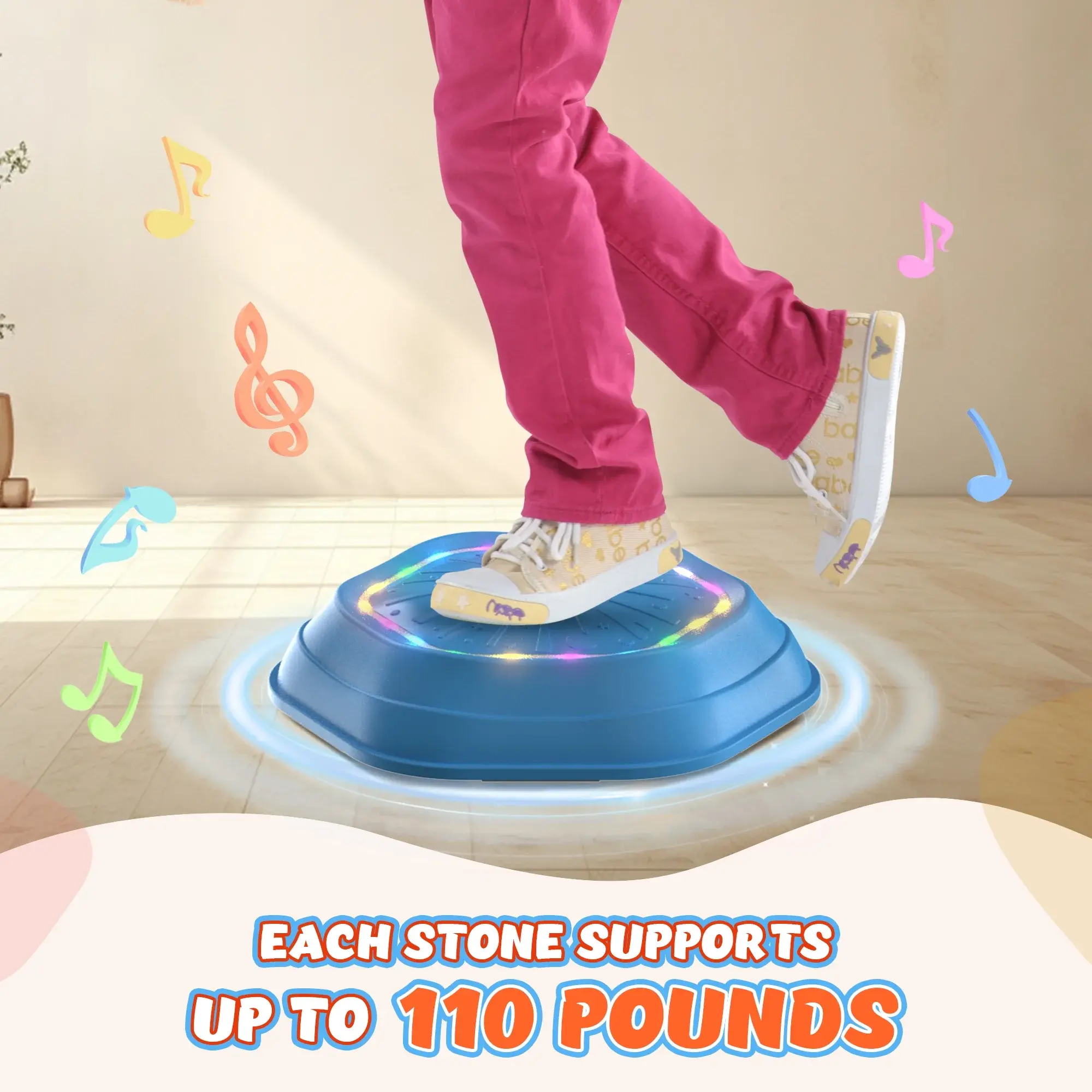 Light-Up Music Stepping Stones for Kids - 5-Piece Non-Slip Balance & Coordination Set 🌈🎶