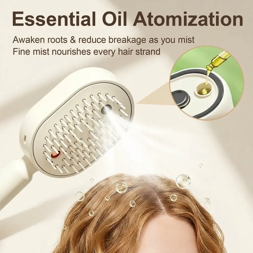 3-in-1 Electric Mist Massage Brush - Self-Cleaning & Anti-Static 💆‍♀️✨
