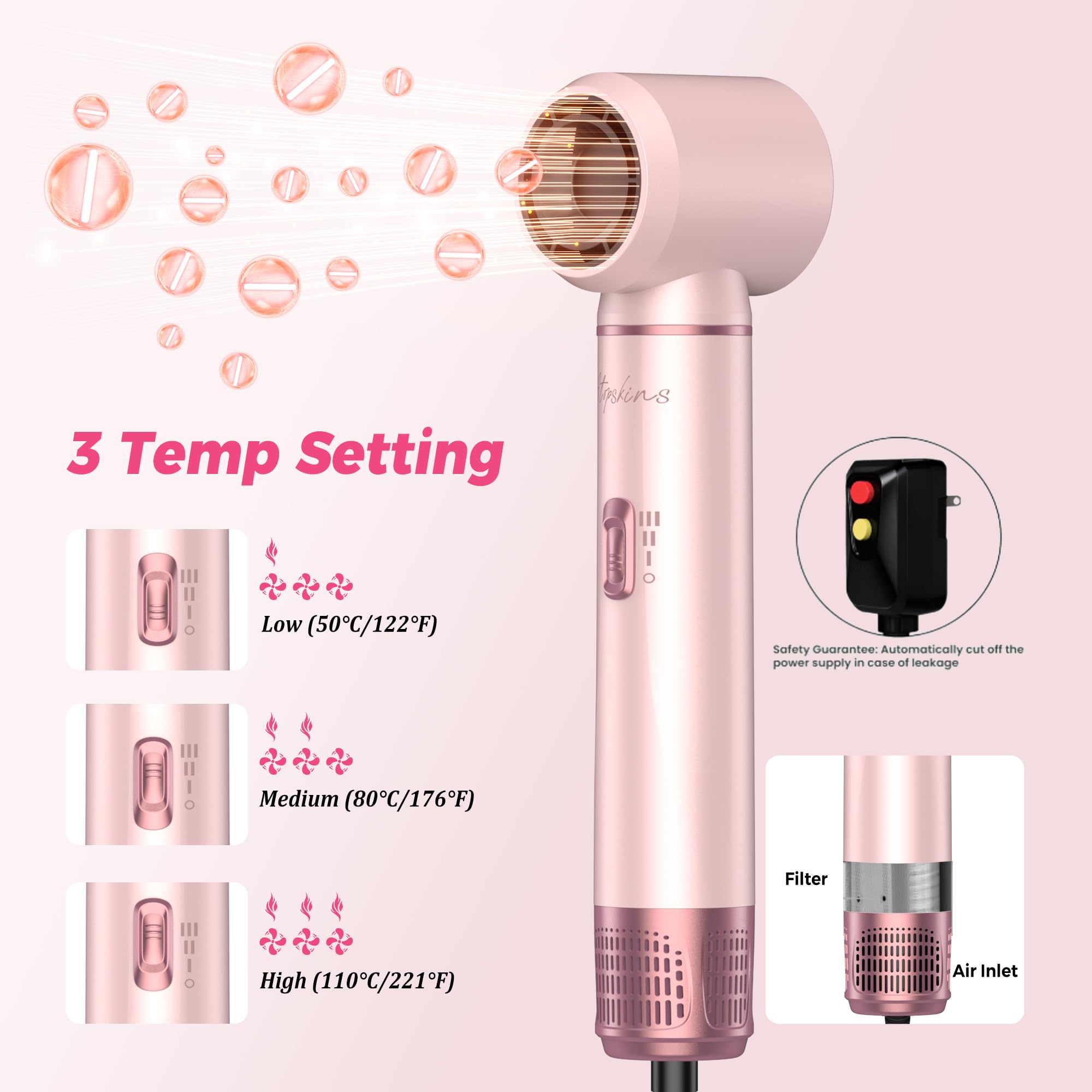 Atopskins 5 in 1 Hair Dryer Brush Set, Hot Air Styler Blowout Brush