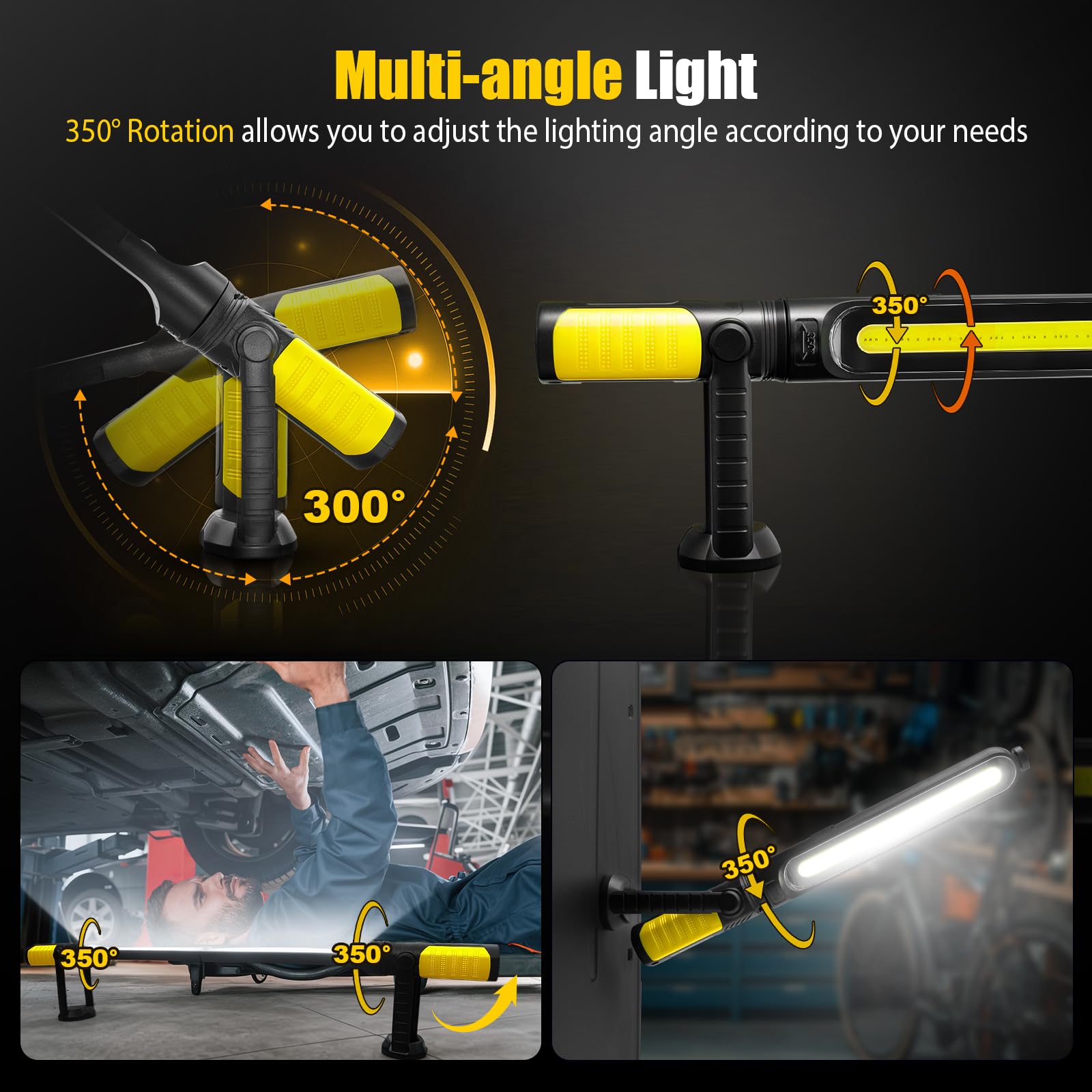 2400LM Rechargeable Magnetic LED Work Light - 2-in-1 Mechanic Repair Lamp 🛠️💡