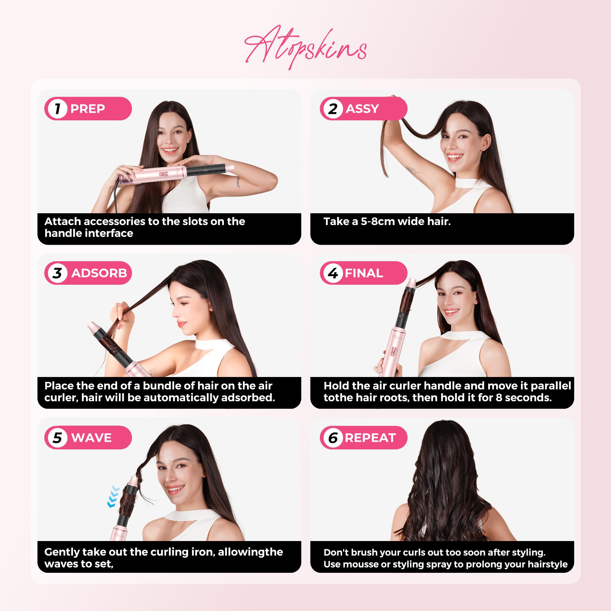 Atopskins 5 in 1 Hair Dryer Brush Set, Hot Air Styler Blowout Brush