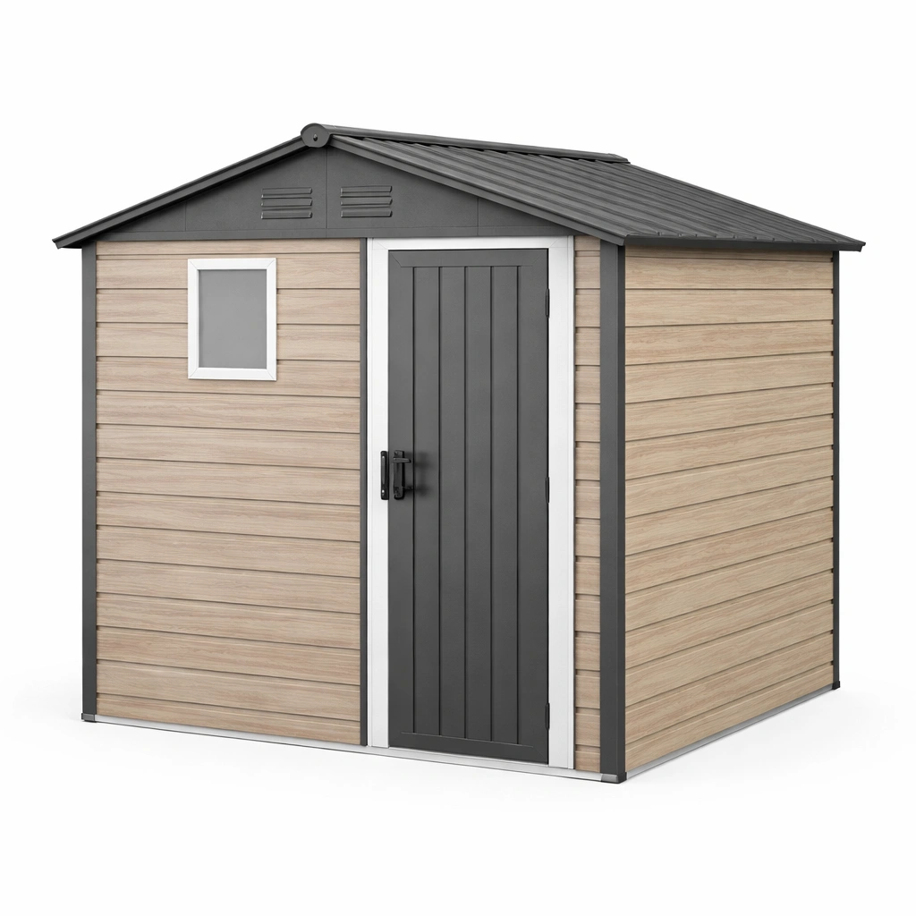 Cobertizo de jardín de resina y metal galvanizado 200x130x210 cm-Nestiqueo