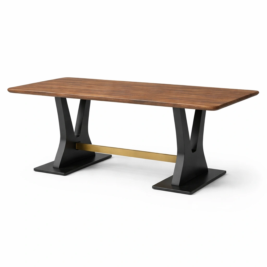 Mesa de comedor de madera y metal 200x100x75 cm-Nestiqueo