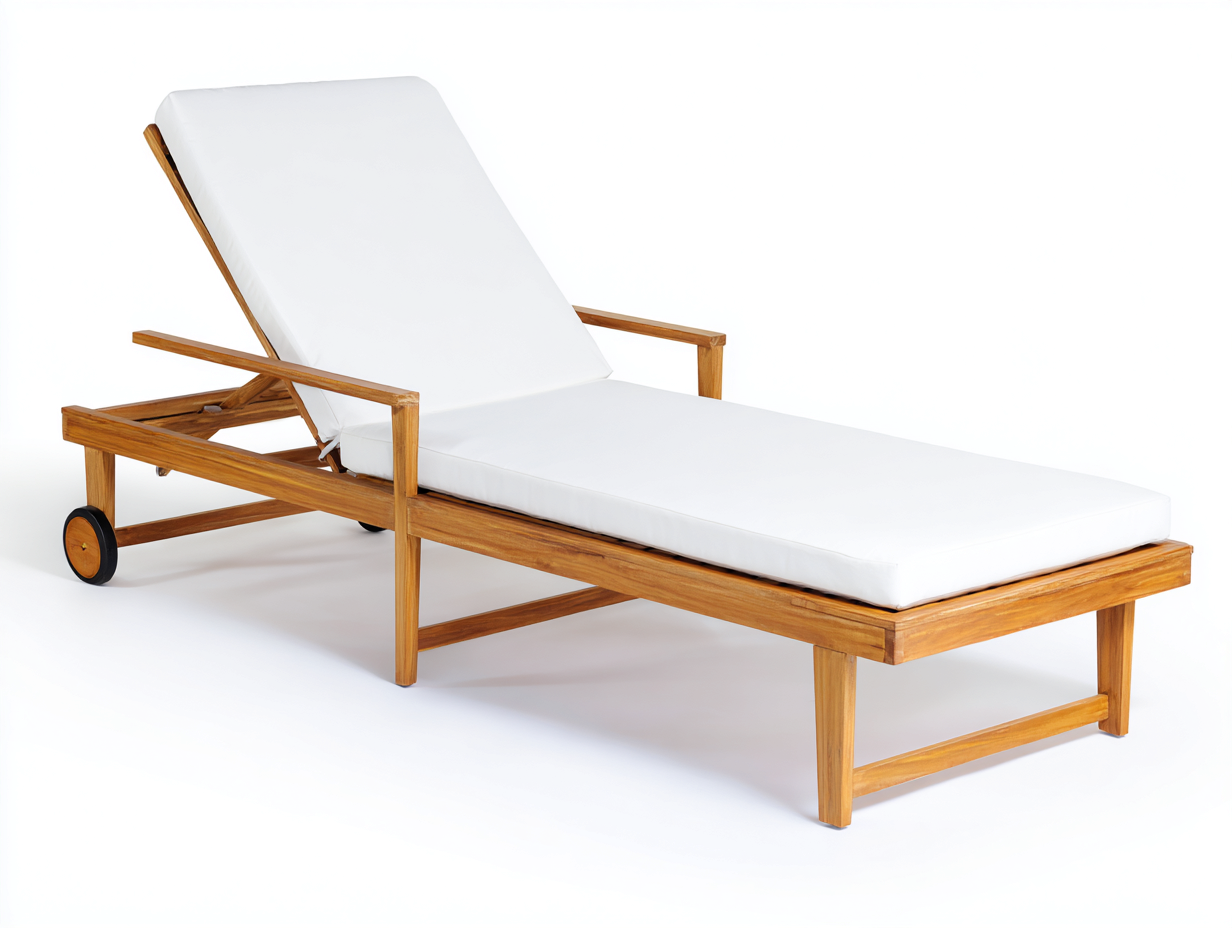 Sonnenliege-Gartenliege-Holz-200x70x85 cm-Natur-Wei?-verstellbar-mit Rollen-Armlehnen-Outdoor-Janoioabode