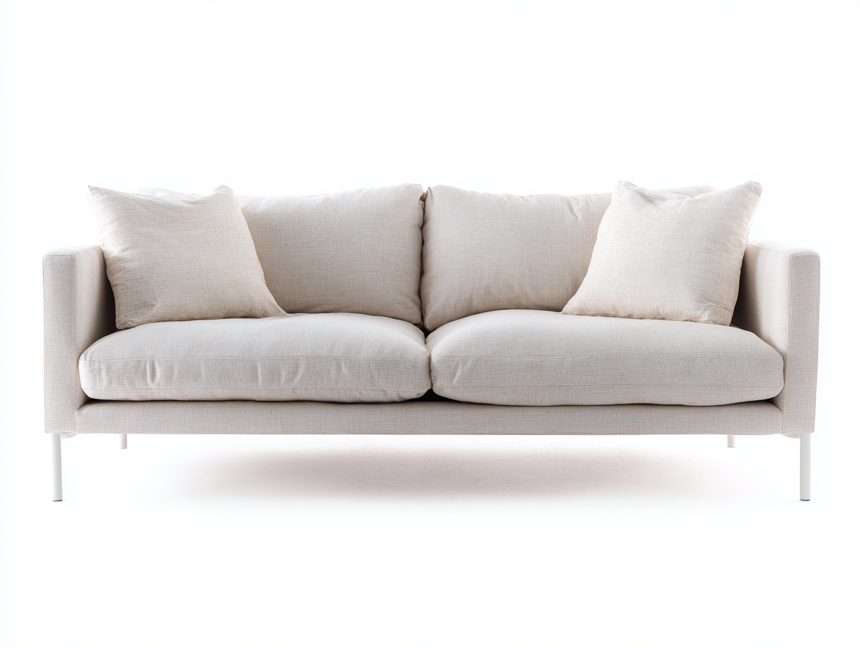 2-Sitzer Sofa - Stoffpolster Holzbeine - Cremefarben - 172x90x84 cm - Skandinavisches Design-Janoioabode
