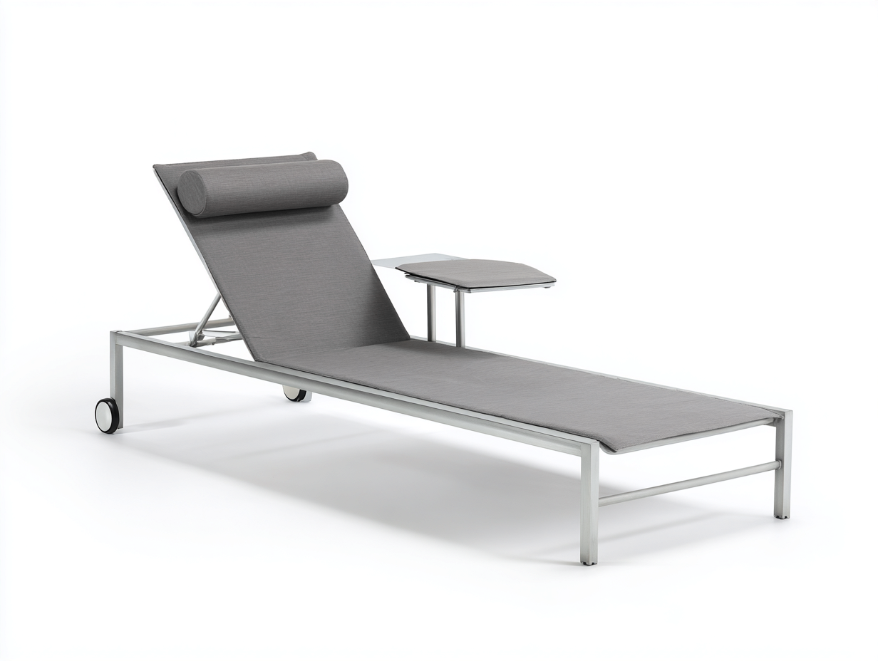 Sonnenliege-Gartenliege-Aluminium-200x65x35 cm-Grau-verstellbar-mit Ablage-Komfortliege-Outdoor-Terrasse-Janoioabode