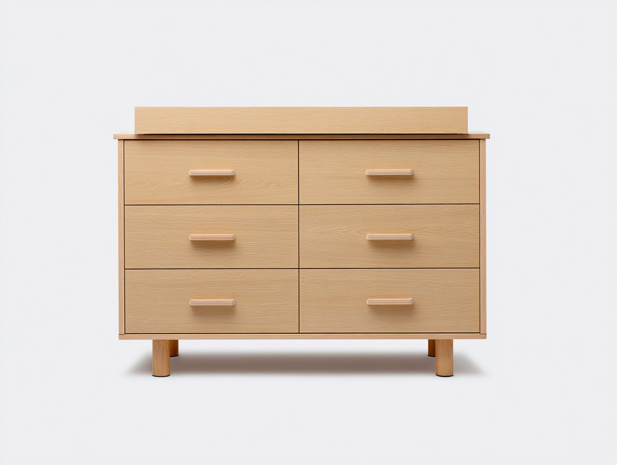 Kommode-6 Schubladen-Holz 110x45x80 cm-Hellholz-Modernes Design-Janoioabode