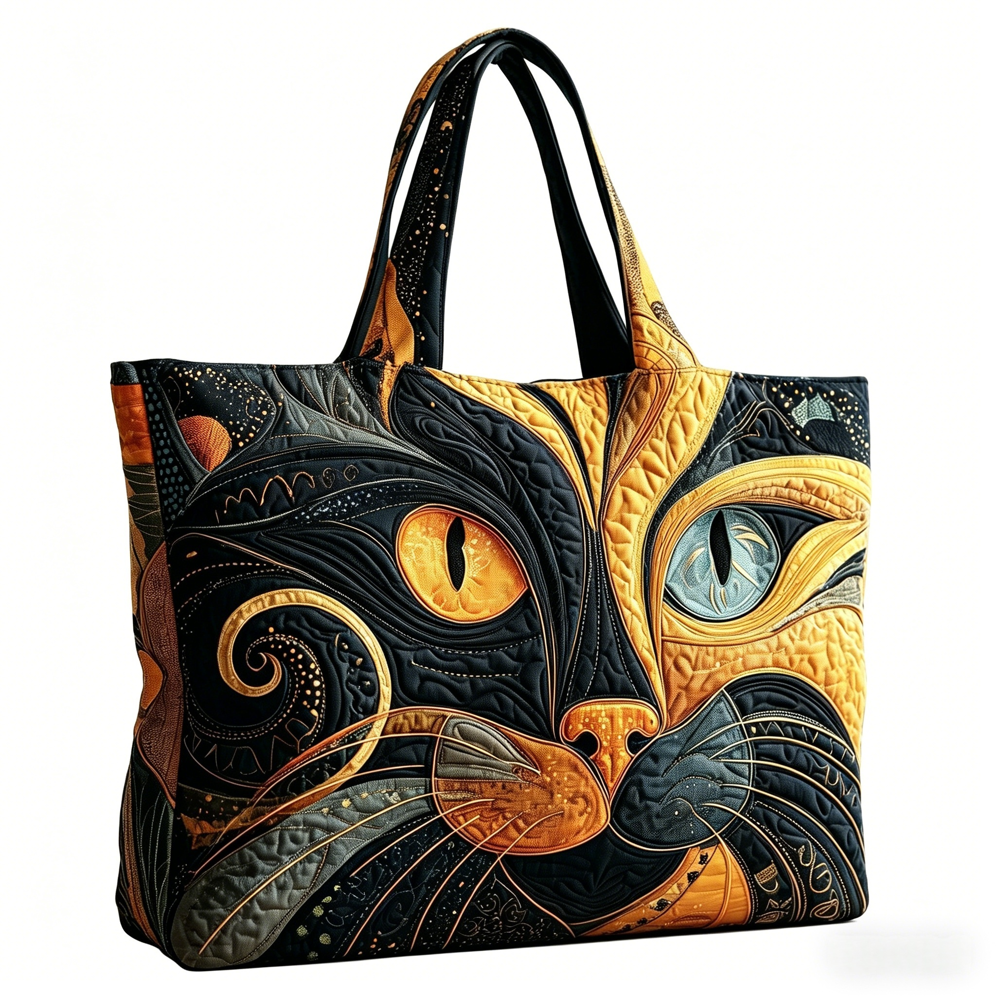 Cat Lover Quilted Tote Bag, Quilted Tote for Cat Lover, Tote for Cat Moms, Cat Quilt Tote Bag