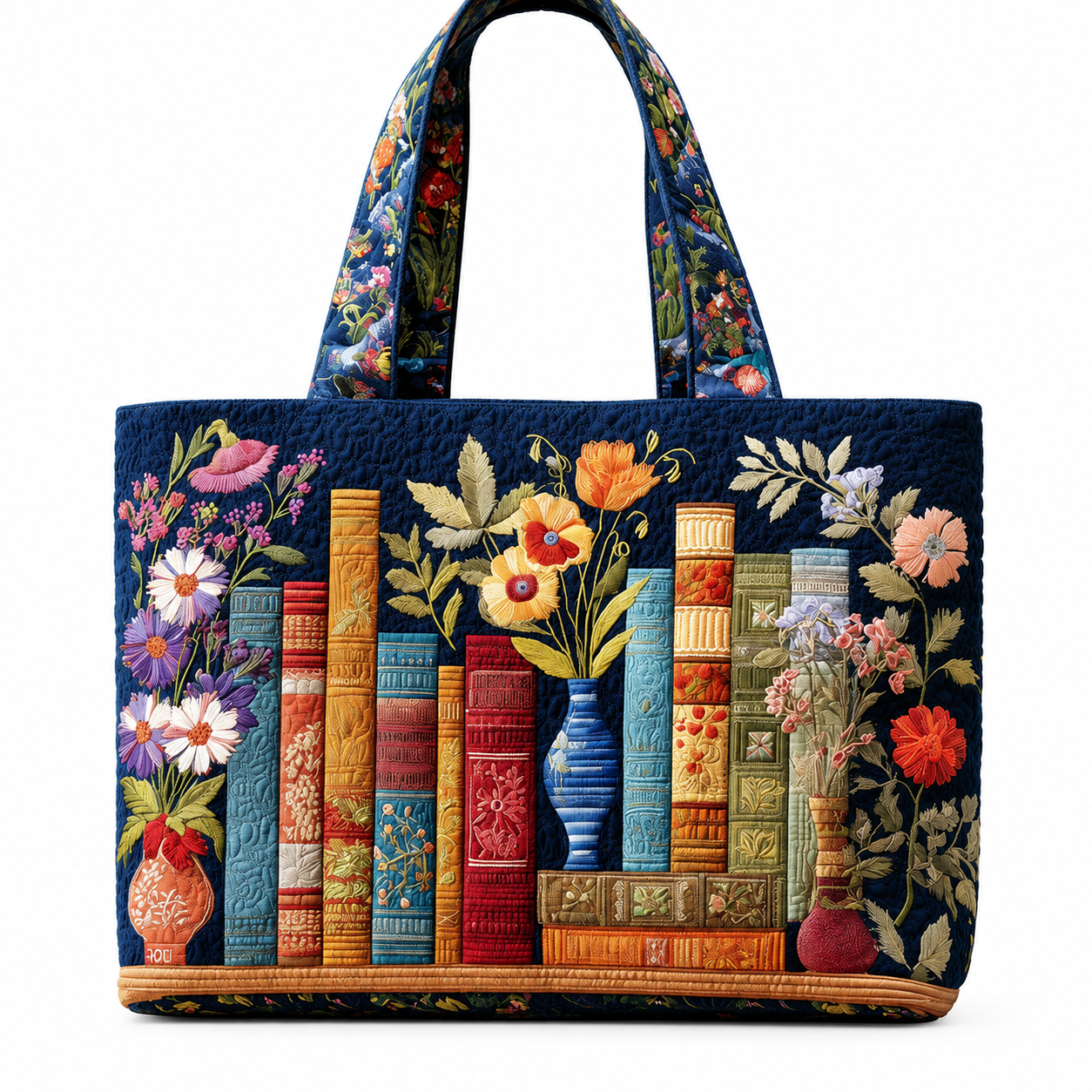 Vintage Books Quilted Floral Tote Bag Vintage Travel Bag Book Themed Birthday Gifts