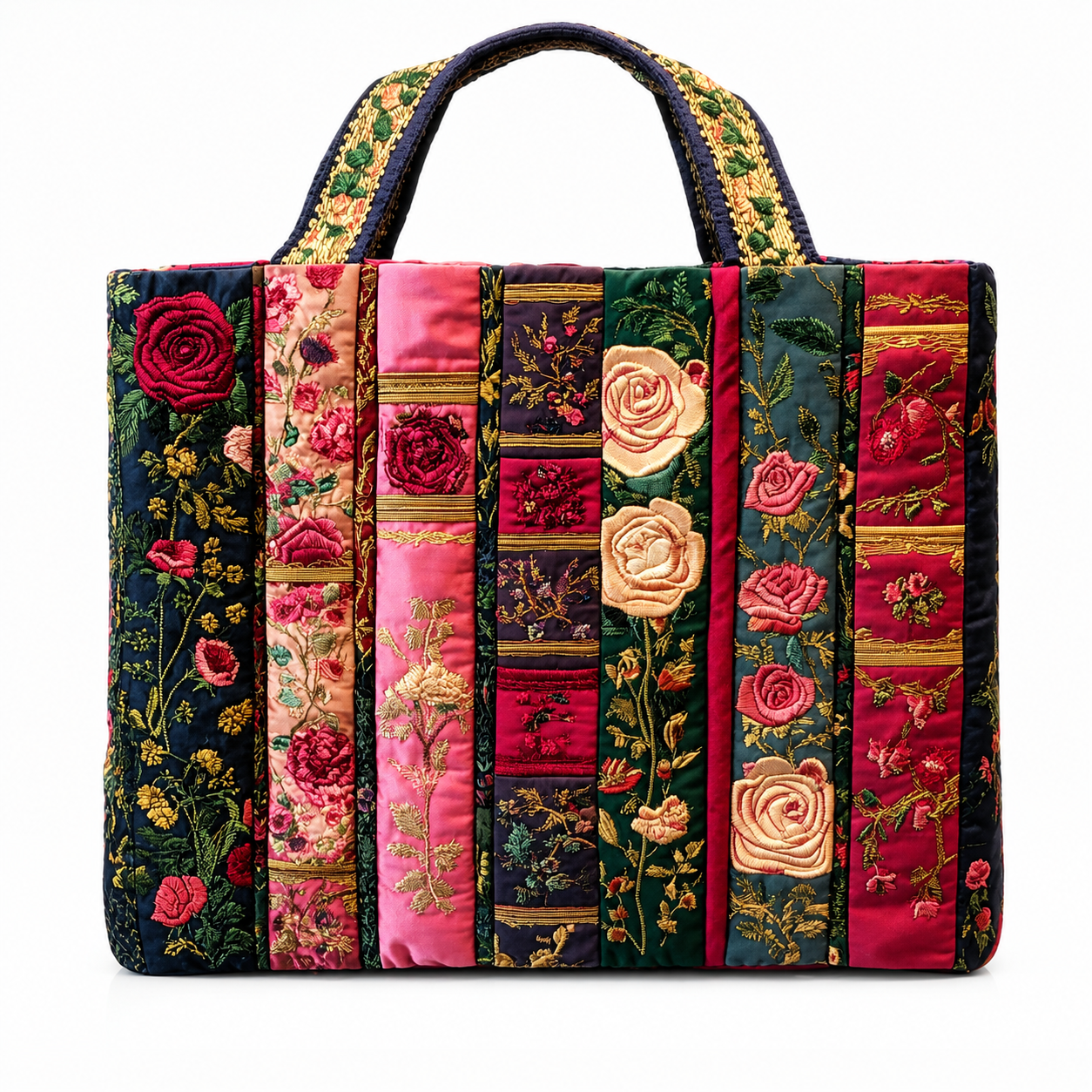 Book Lover Quilted Tote Bag Books Quilt Handbag Gift for Women Readers