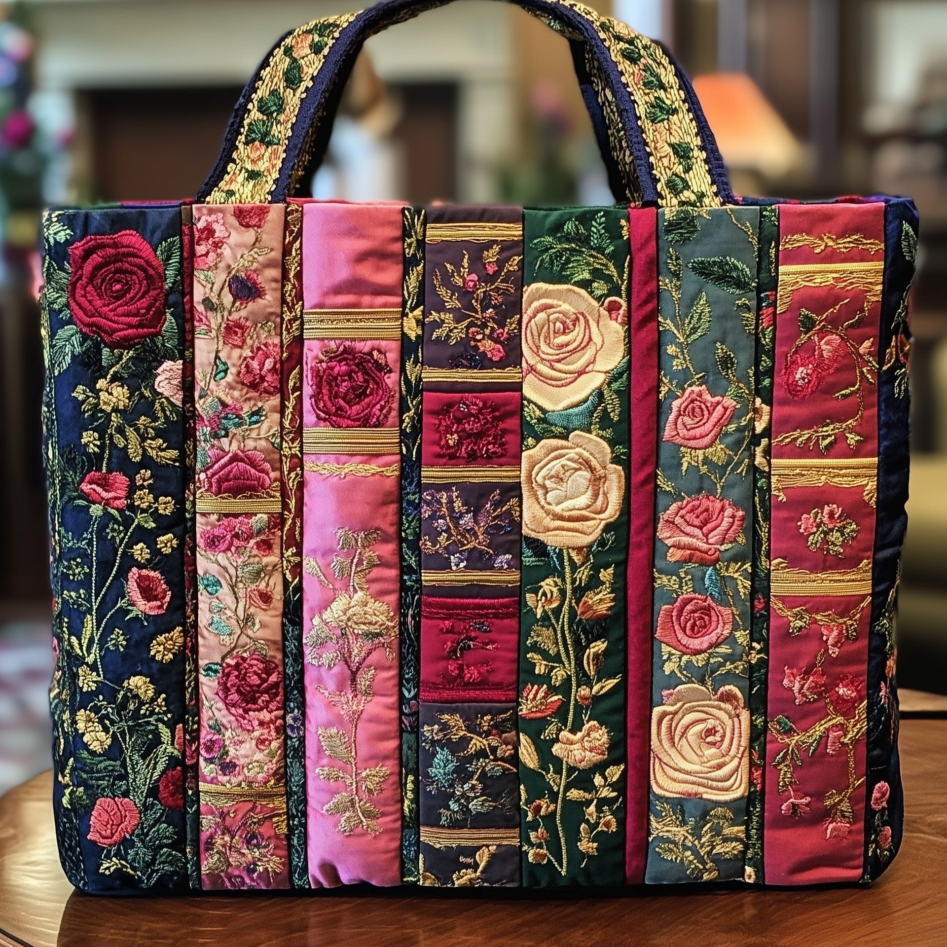 Book Lover Quilted Tote Bag Books Quilt Handbag Gift for Women Readers
