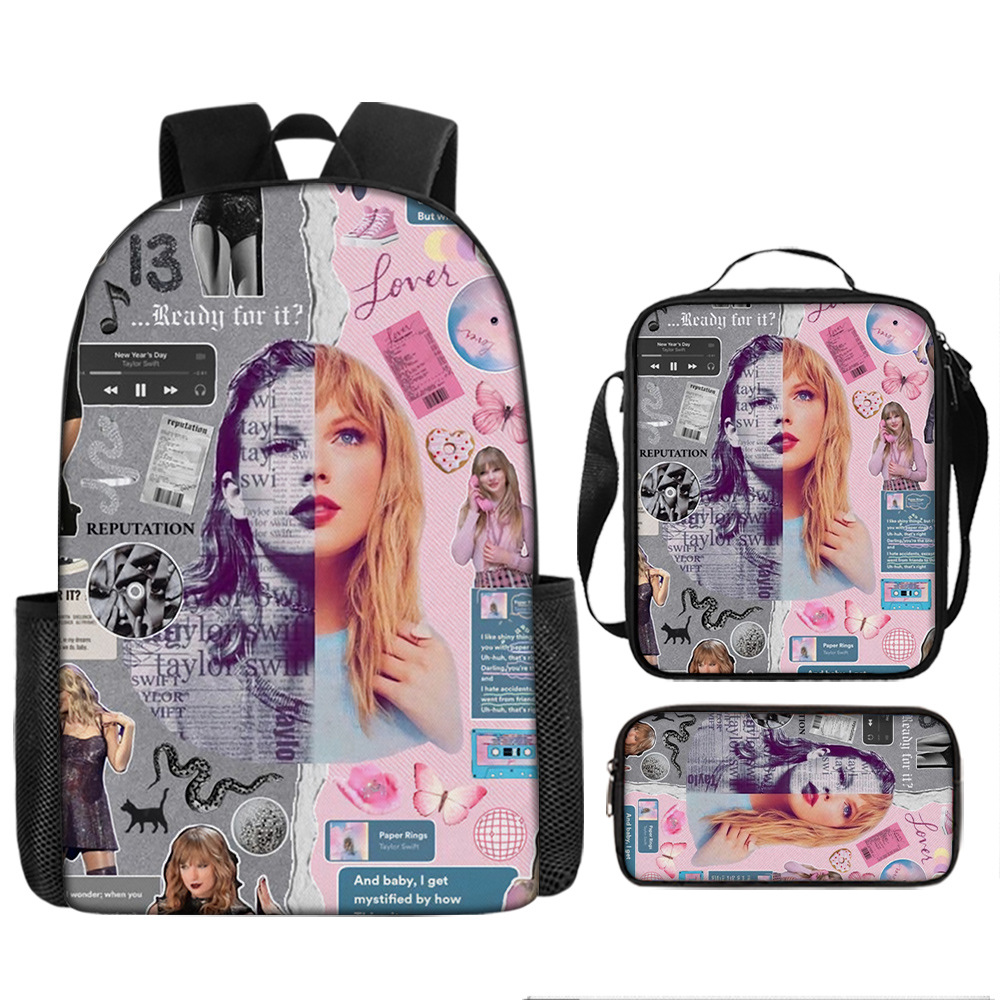 Taylor Swift Student School Bag Book Bag Casual Backpack Three-Piece Set