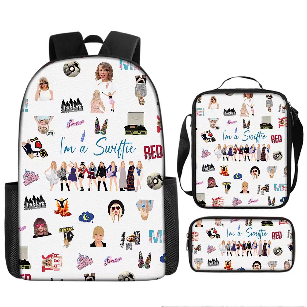 Taylor Swift Student School Bag Book Bag Casual Backpack Three-Piece Set