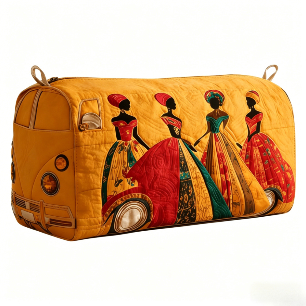 Vintage Ethnic Print Makeup Bag – Stylish Quilted Travel Cosmetic Pouch