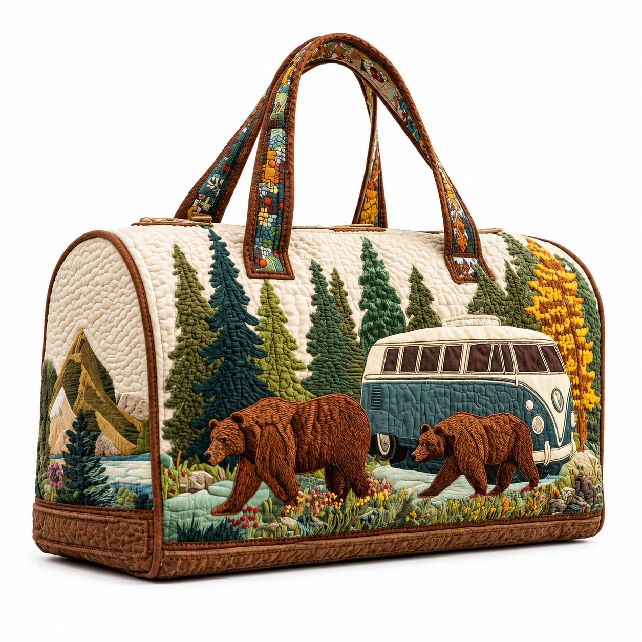 Bear Quilted Duffle Bag Wildlife Nature Travel Bag Best Gift For Bear Lovers Outdoor Camping
