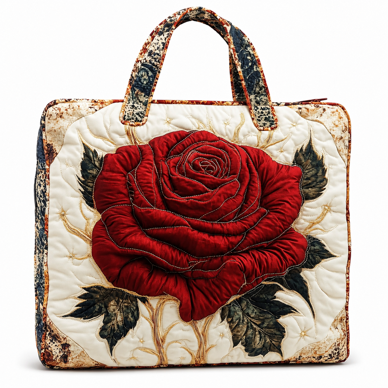 Rose Quilted Tote Bag Holiday Travel Bags Flower Rose Gifts For Women