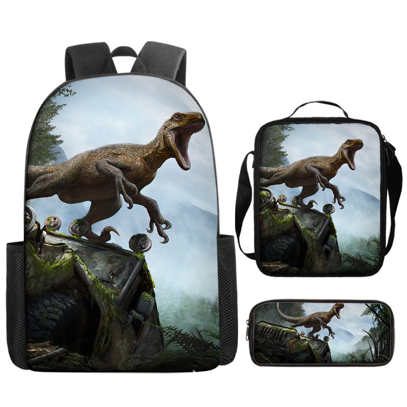 Jurassic World 3 Backpack Merch, Jurassic World Book Bag Casual Backpack Set Gift For Teenagers