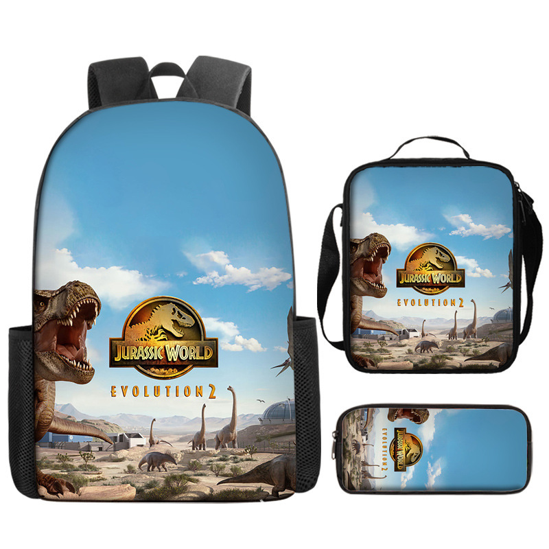 Jurassic World 3 Backpack Merch, Jurassic World Book Bag Casual Backpack Set Gift For Teenagers