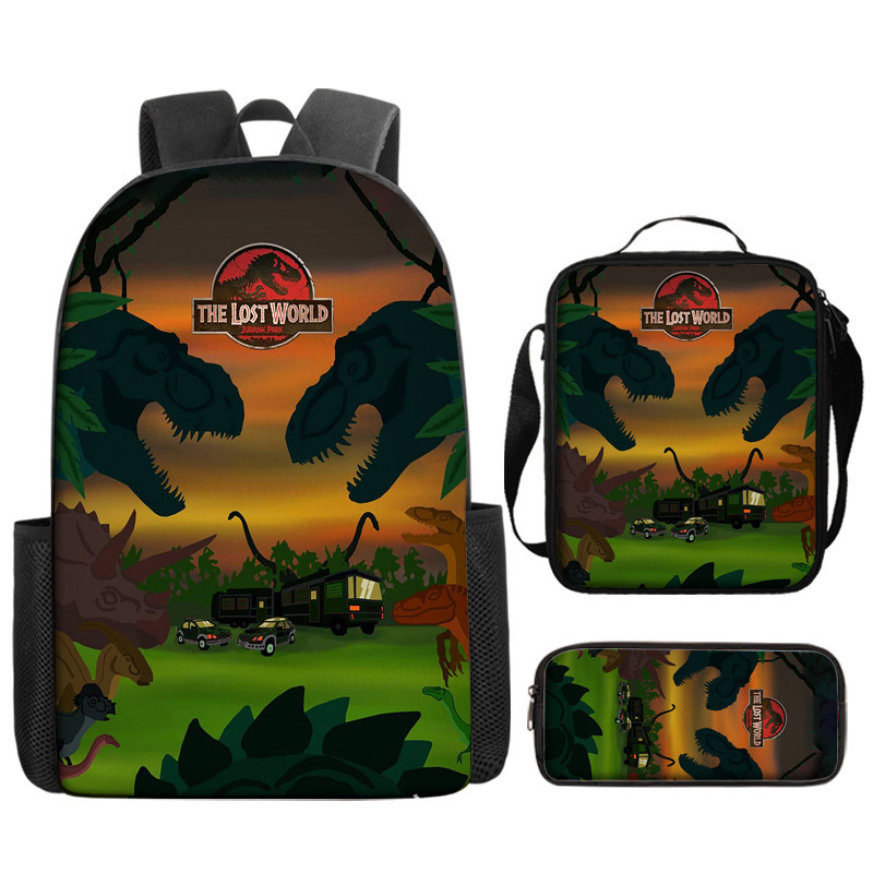 Jurassic World 3 Backpack Merch, Jurassic World Book Bag Casual Backpack Set Gift For Teenagers