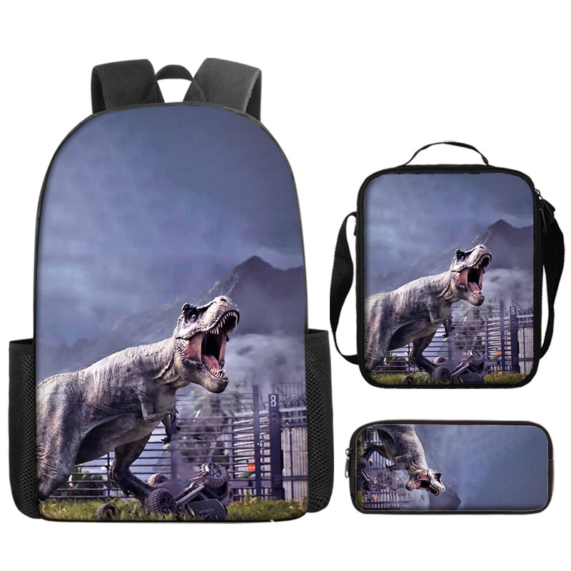 Jurassic World 3 Backpack Merch, Jurassic World Book Bag Casual Backpack Set Gift For Teenagers