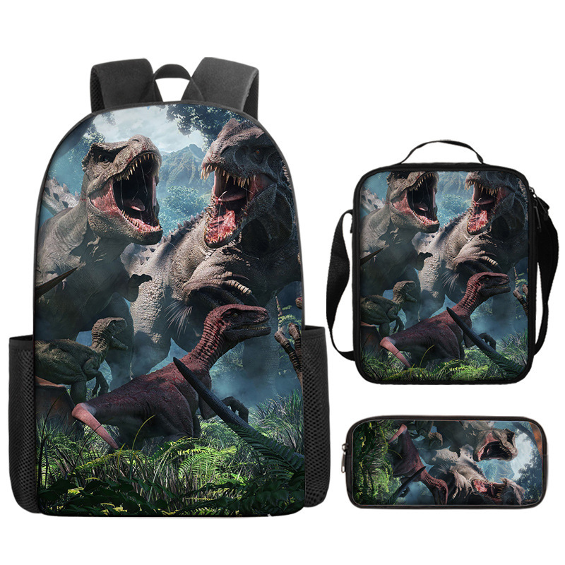 Jurassic World 3 Backpack Merch, Jurassic World Book Bag Casual Backpack Set Gift For Teenagers