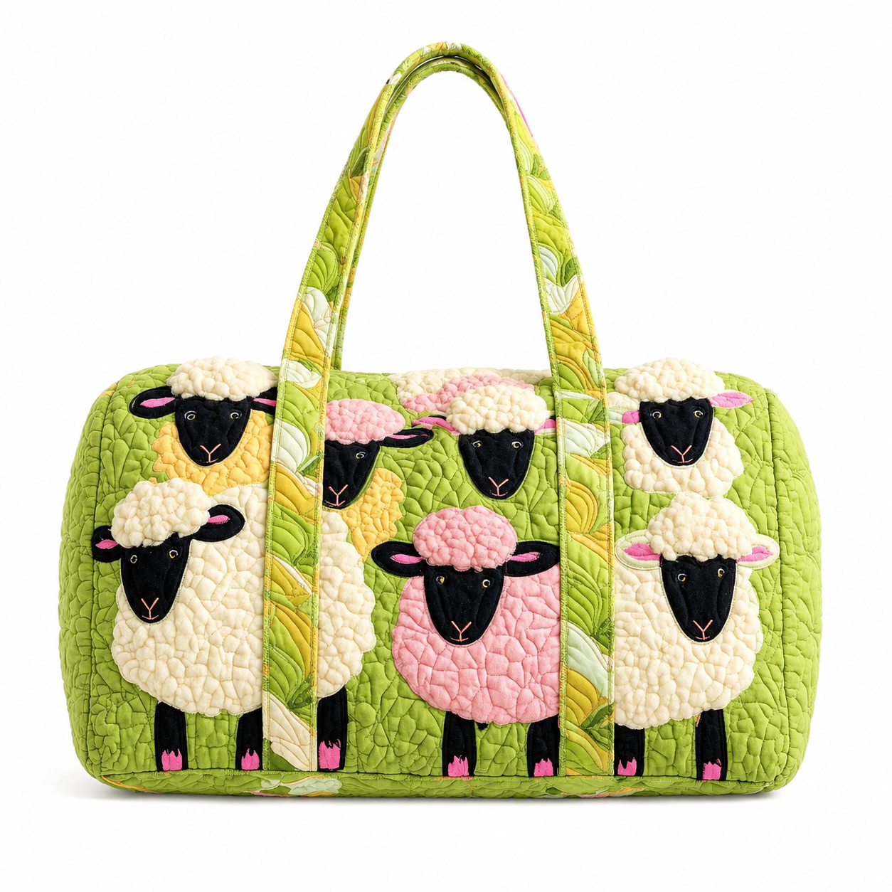 Sheep Serenity Quilted Duffle Bag Compact And Spacious Animal Quilted Duffle Bag
