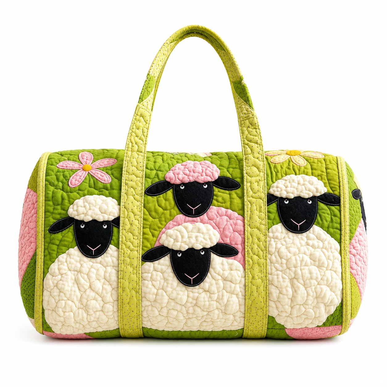 Sheep Quilted Duffle Bag Cute Farm Sheep Meadow Design Travel Weekend Bag