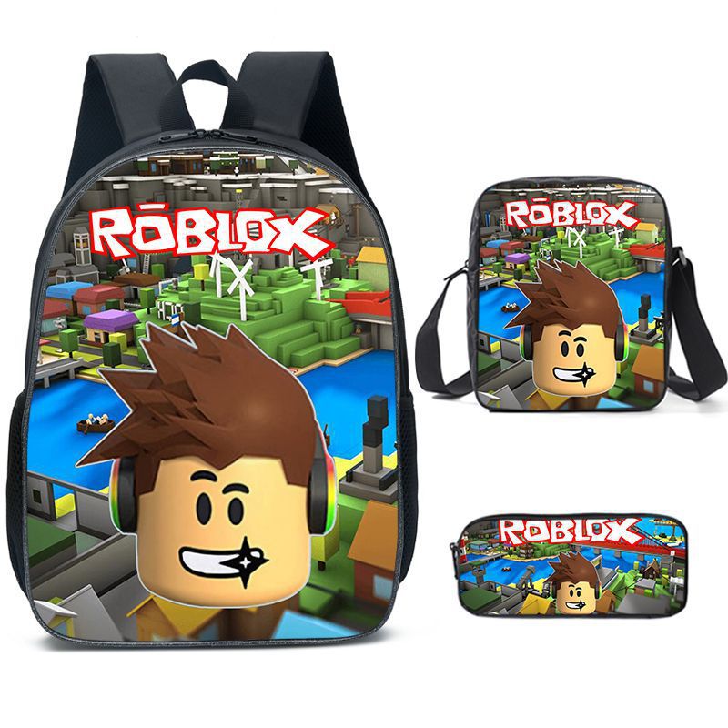 Roblox Backpack and Lunch box For School Bag Boys Girls Bookbag with Lunch Bag Pen Case