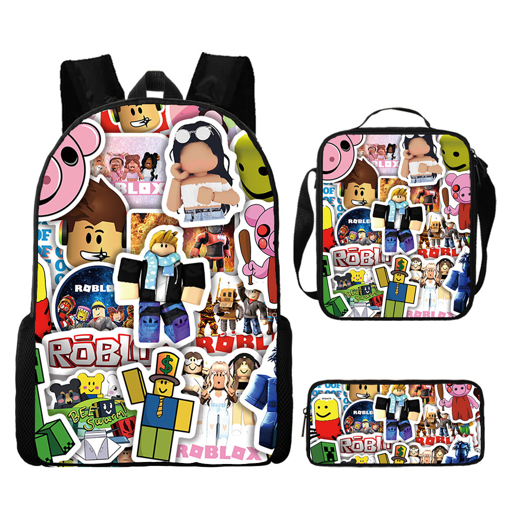 Roblox Backpack and Lunch box For School Bag Boys Girls Bookbag with Lunch Bag Pen Case