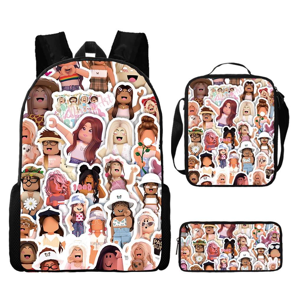 Roblox Backpack and Lunch box For School Bag Boys Girls Bookbag with Lunch Bag Pen Case