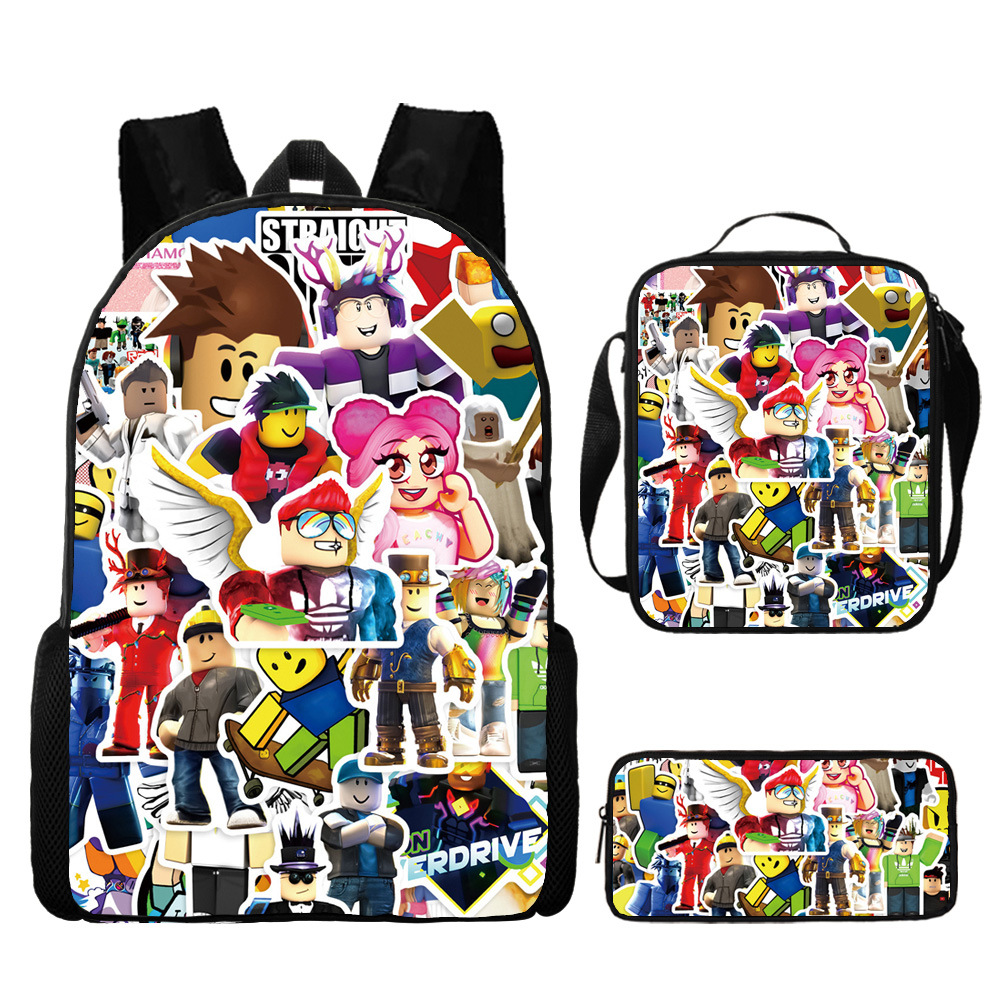 Roblox Backpack and Lunch box For School Bag Boys Girls Bookbag with Lunch Bag Pen Case