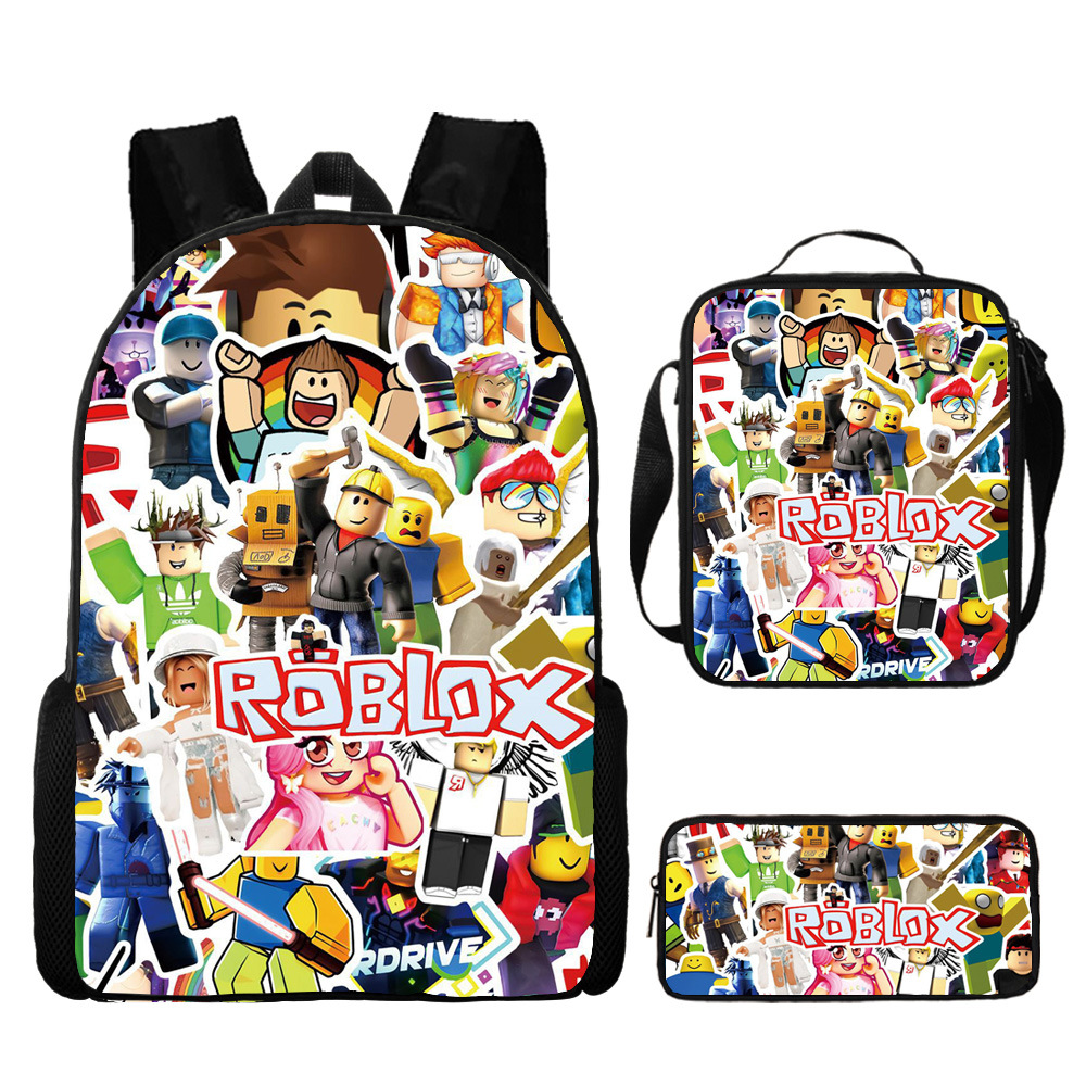 Roblox Backpack and Lunch box For School Bag Boys Girls Bookbag with Lunch Bag Pen Case