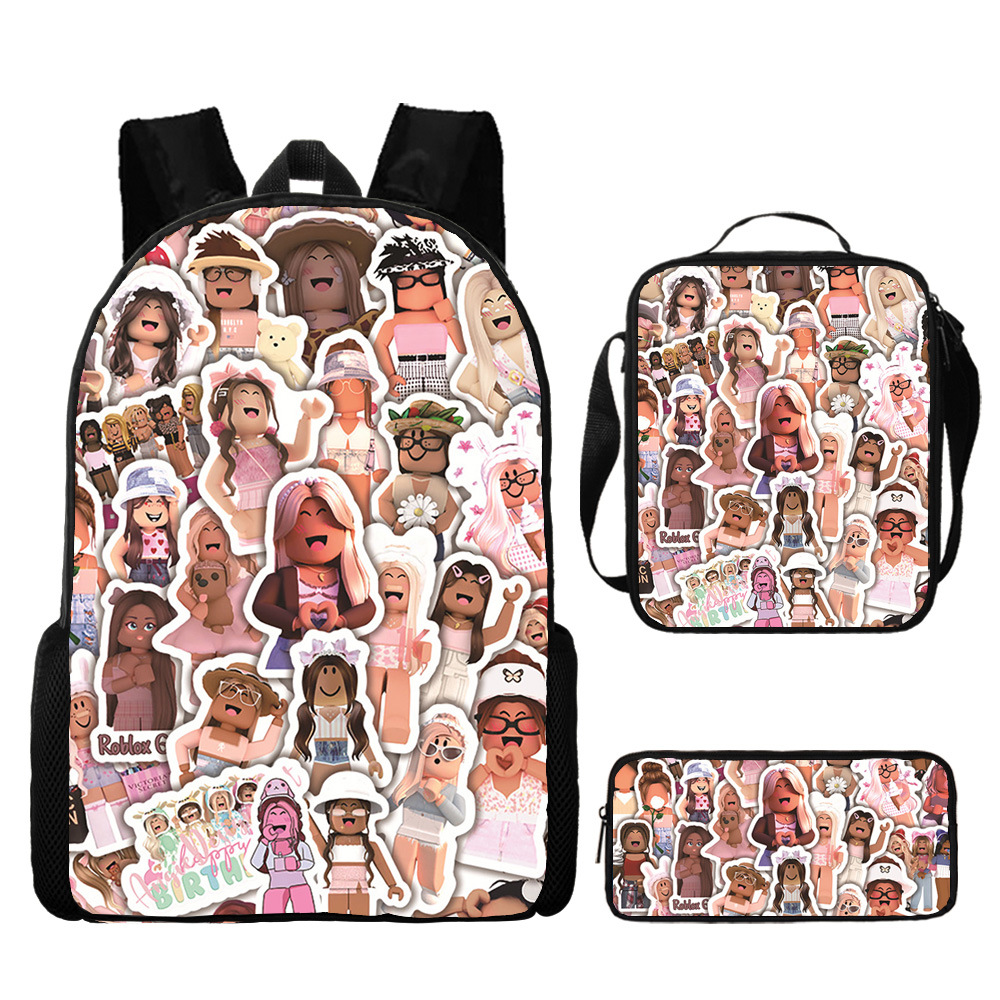 Roblox Backpack and Lunch box For School Bag Boys Girls Bookbag with Lunch Bag Pen Case