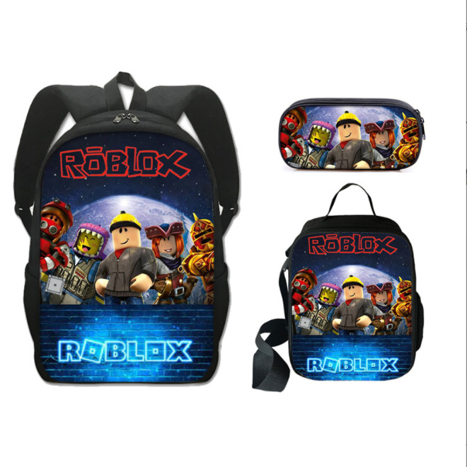 Roblox Backpack and Lunch box For School Bag Boys Girls Bookbag with Lunch Bag Pen Case