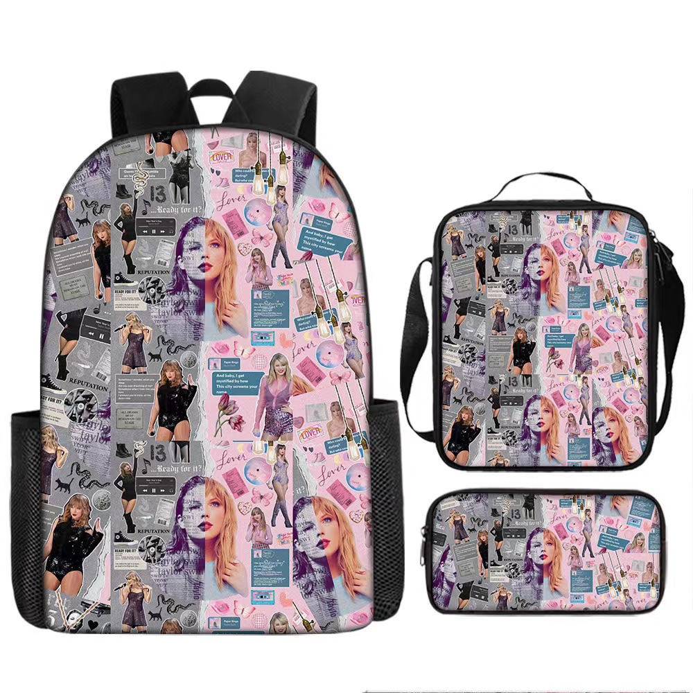 Taylor Swift Student School Bag Book Bag Casual Backpack Three-Piece Set