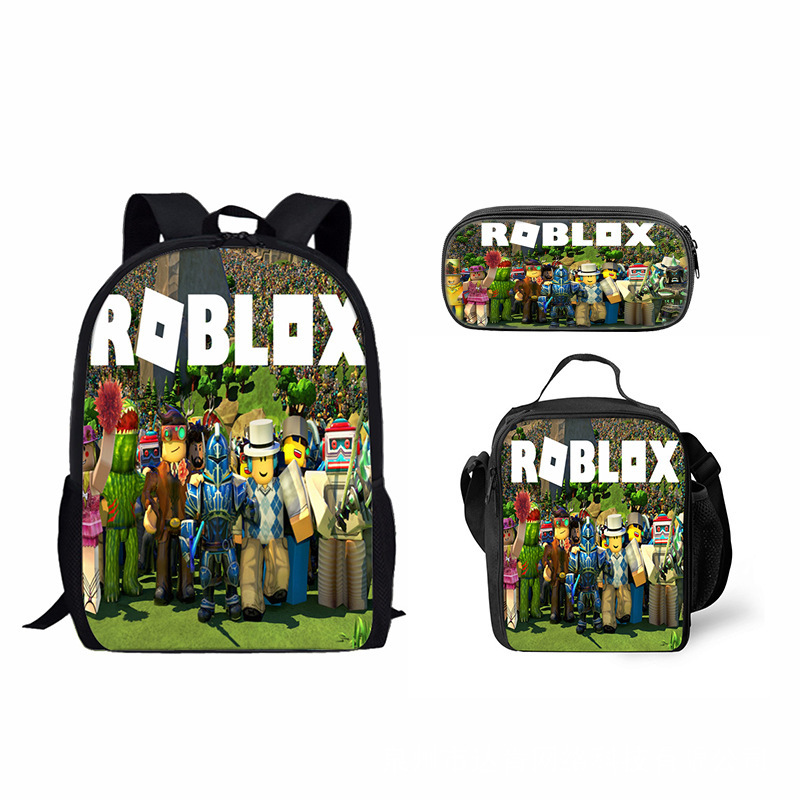Roblox Backpack and Lunch box For School Bag Boys Girls Bookbag with Lunch Bag Pen Case