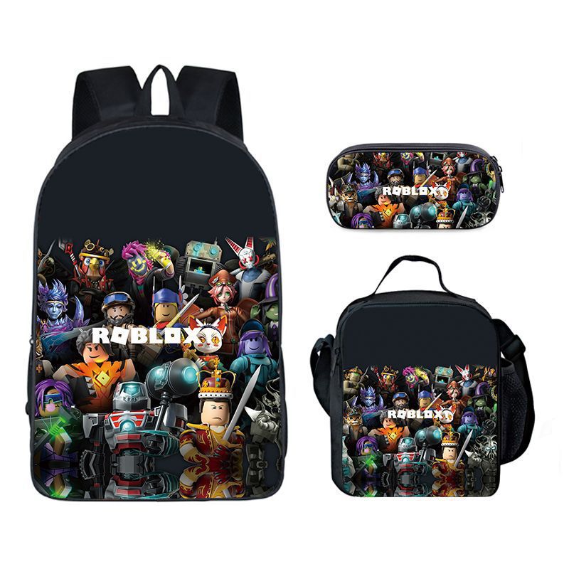 Roblox Backpack and Lunch box For School Bag Boys Girls Bookbag with Lunch Bag Pen Case