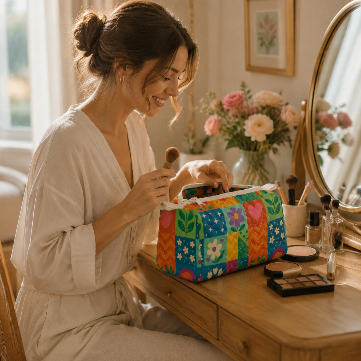 Quilted Makeup Bag